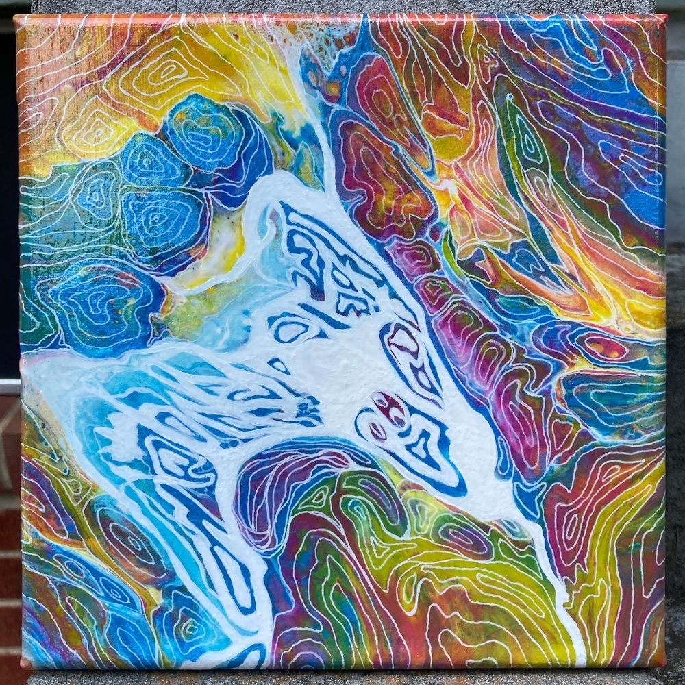 Soul Division 8"x8" Painting by Color Fluent Art (White/Pink/Blue/Yellow)